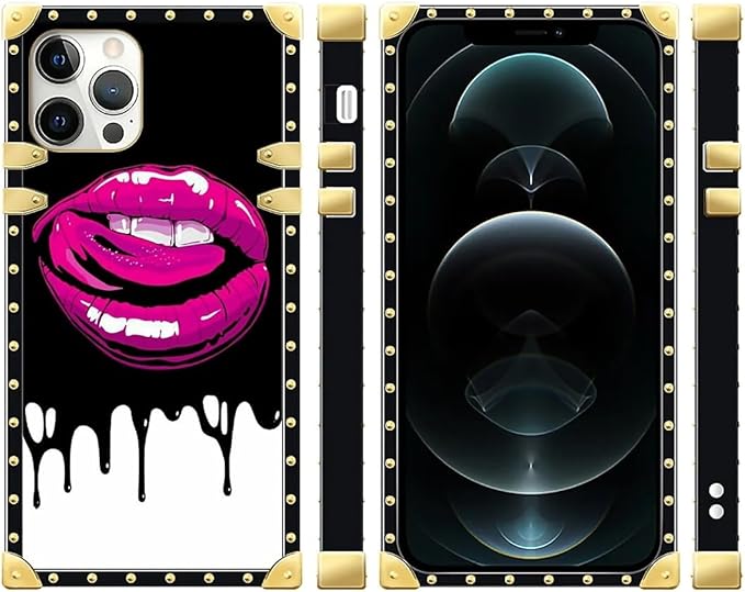 Compatible with iPhone 12 Pro Max Case, Black White Red Slap Sexy Luxury Golden Decoration for Girl Women Soft TPU Shockproof Protective Hard PC Back for iPhone 12 Pro Max