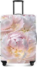 ANNA QUEEN Pink Peony Flower Luggage Cover,Stretchable Suitcase Protector Sleeve,Fit for 20-22 Inch Checked Baggage,Water Resistant & Durable Luggage Protector
