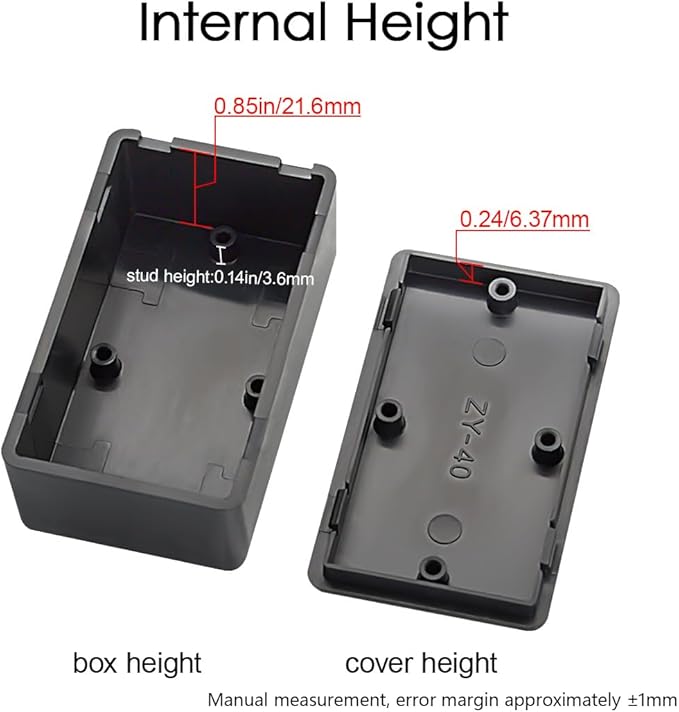 LeMotech Project Box 10 Pieces ABS Plastic Electrical Project Case Small Junction Box for Electronics Black 2.4 x 1.4 x 1 inch (61 x 36 x 25 mm)