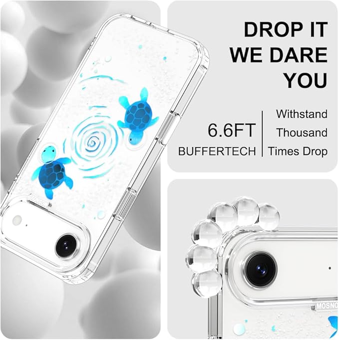 MOSNOVO for iPhone Air Case | Military Grade 6.6ft Drop Tested | Camera Control | Clear with Space Turtle Design