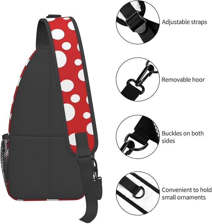 Mushroom Dots Sling Bag For Women Men Fashion Backpack Crossbody Red Mushroom Shoulder Bag Sling Backpack Chest Bag Travel Hiking Casual Sport Daypack