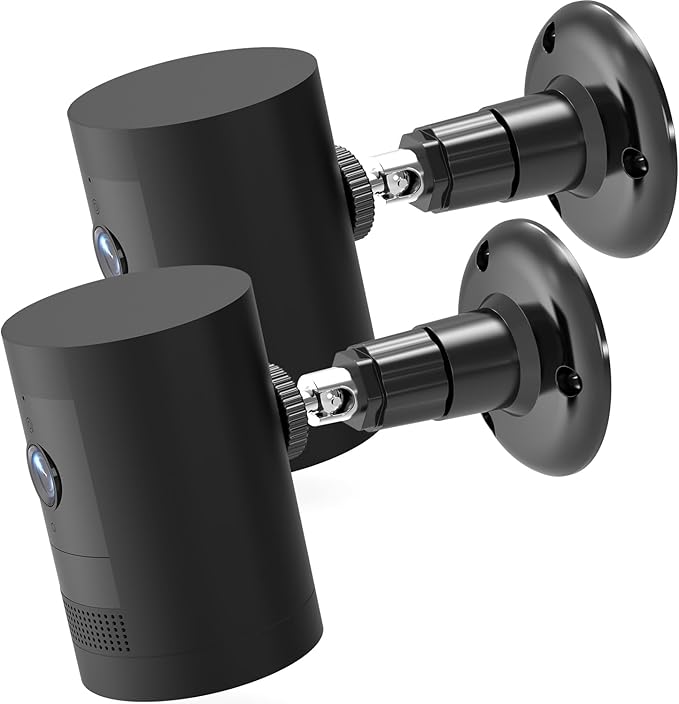 Gresur 2Pack Camera Wall Mount,Compatible with R-ing Outdoor Cam (Stick Up Cam Battery or Pro)/Plus/Plug-in/Indoor Cam (1st Gen),360 Degree Adjustable Mount Bracket for Outdoor Indoor Camera,Black