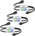 BN-LINK 3 Ft Outdoor Extension Cord 16/3 SJTW General Purpose Power Cord, 3 Prong Grounded Plug, 13-Amp, Black, for Lawn, Garden, Appliances, 3 Pack