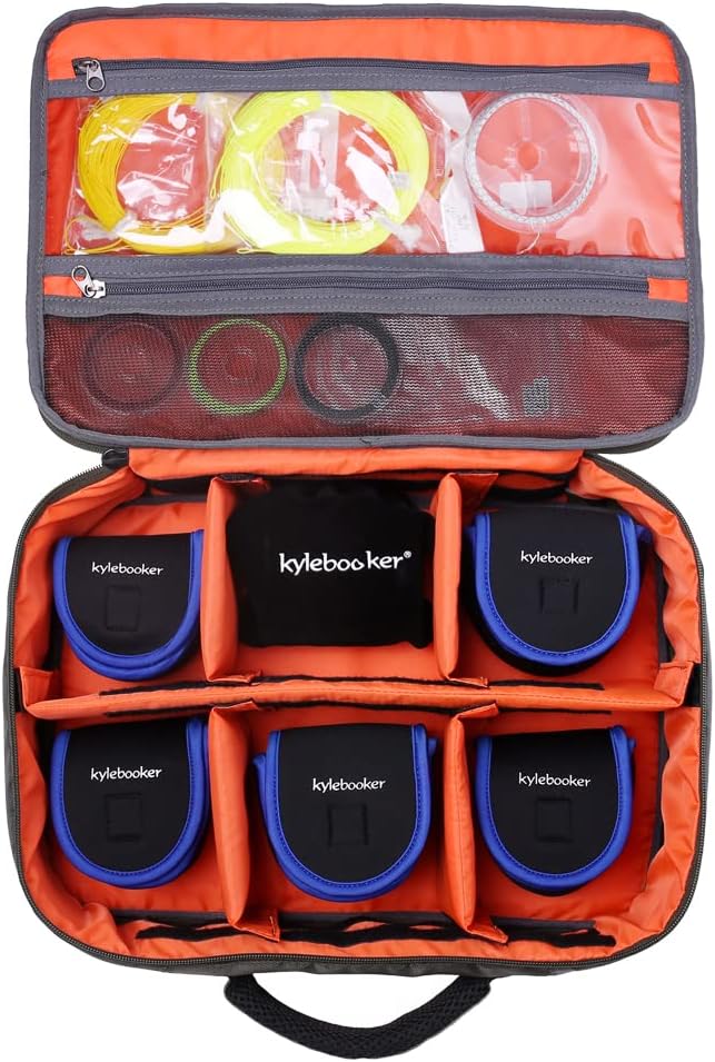 Kylebooker Fly Fishing Reel and Gear Case, Portable Tackle Organizer Storage Travel Bag for Spinning Baitcasting Fly Reels