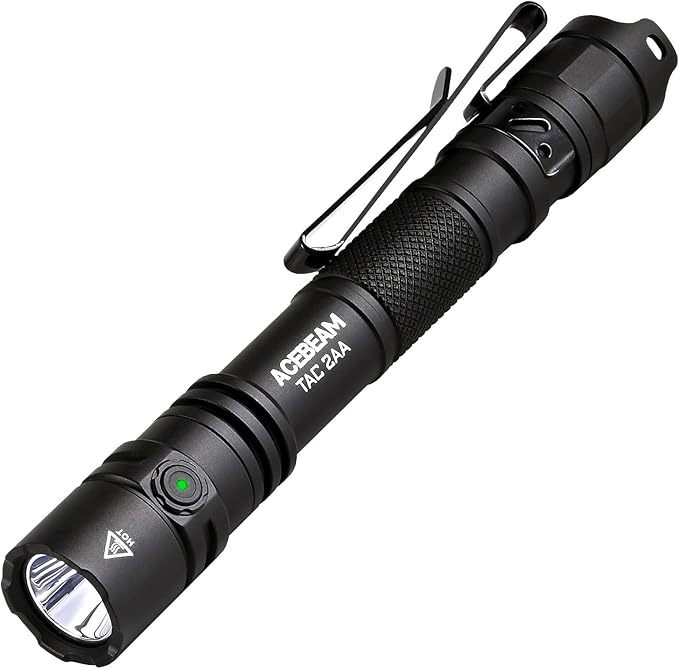 ACEBEAM TAC 2AA EDC Tactical Dual Modes Flashlight Rechargeable, 1600 High Lumens Flashlight, Dual Switch Pocket LED Flashlight, Super Bright Small Flash Light for Emergency, Camping, Home