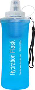 1L Collapsible Water Bottle with Filter for Hiking, Camping & Travel - TPU Soft Flask, 0.1 Micrometer Hollow Fiber Membrane for Clearer, Better Tasting Outdoor Water(Blue)
