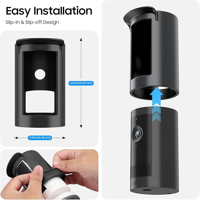 Fintie Silicone Case for Ring Outdoor Cam Plus (2025 Release), Soft Silicone Weather Resistant Protective Skin Cover for Ring Outdoor Cam Plus Camera, Black