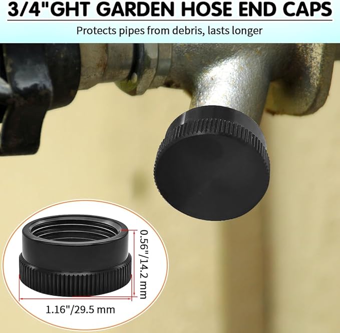 2PCS ASSE 1019-A Repair Kit(Coarse Thread), Asse 1019 A Vacuum Breaker Replacement, Outdoor Faucet Repair Kit, Anti siphon valve repair kit with 2PCS Hose End Caps(Black)