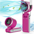 PlayHot Portable Handheld Turbo Fan, 5-Speed Personal Fans, 5000mAh Rechargeable Fans Up to 12 Hours, Weight only 0.6lb Small Fan, Hand/Neck/Desk Fan 3 IN 1, Beach Vacation Essentials(Magenta)