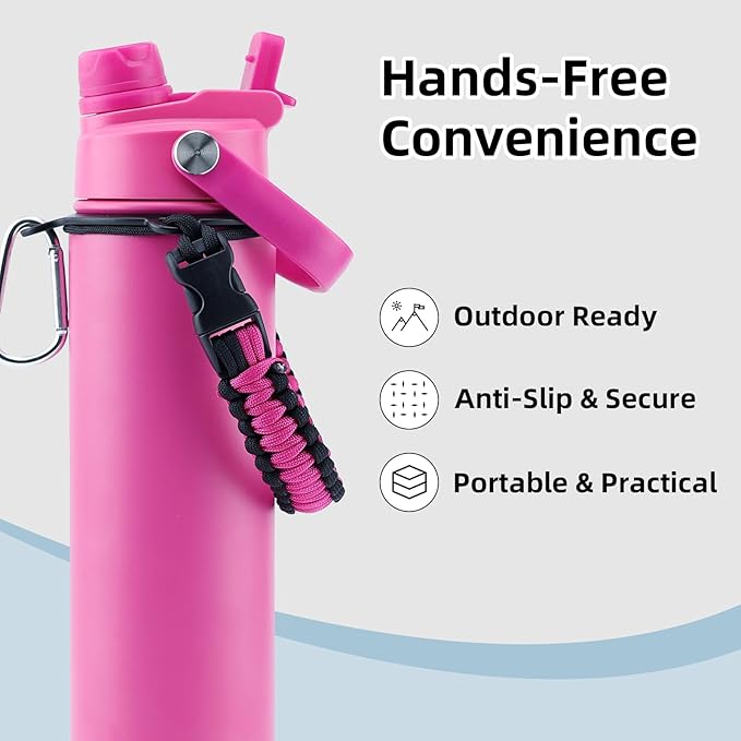 26oz Insulated Water Bottle with 2-in-1 Straw and Spout Lid, 304 Stainless Steel Water Bottle Keep Cold for 24H,Leak-Proof,Sports Water Bottle with Braided Carry Strap for Travel,Outdoors, Mint Green