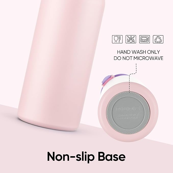 Fijinhom 32 oz Insulated Water Bottle with 2-in-1 Straw and Spout Lid, Stainless Steel Double Wall Vacuum Flask, Sports Water Bottle Keeps Cold 24H, Leak Proof for Gym, Outdoor, Travel (Pink)
