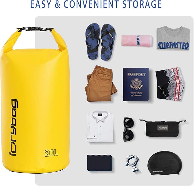 IDRYBAG Dry Bag for Kayaking Waterproof 2L/5L/10L/15L/20L, Small Dry Sack Waterproof Bag for Boating