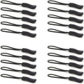 Upgraded 20PCS Premium Black Zipper Pulls - Replacement Zipper Tab Tags Cord Extension Fixer for Luggage, Backpacks, Jackets, Purses, Handbags
