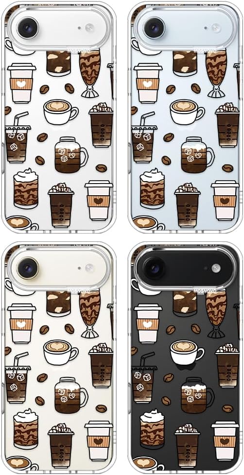 MOSNOVO for iPhone Air Case | Military Grade 6.6ft Drop Tested | Camera Control | Clear with Coffee Design