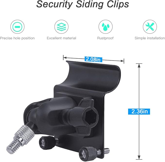 HOLACA [Upgraded Version] Vinyl Siding Clips for Arlo Ring Security Camera, Siding Cam Hanger Hooks for Mounting Home Security System, Weatherproof Stainless Steel Material (1 Pack, Black)