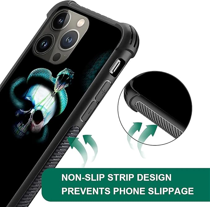 for iPhone 12 Pro Max Case, Skeleton Winding Snake Pattern Graphic Design Girl Boy Soft Silicone Hard Acrylic Shock Protection for iPhone 12 Pro Max