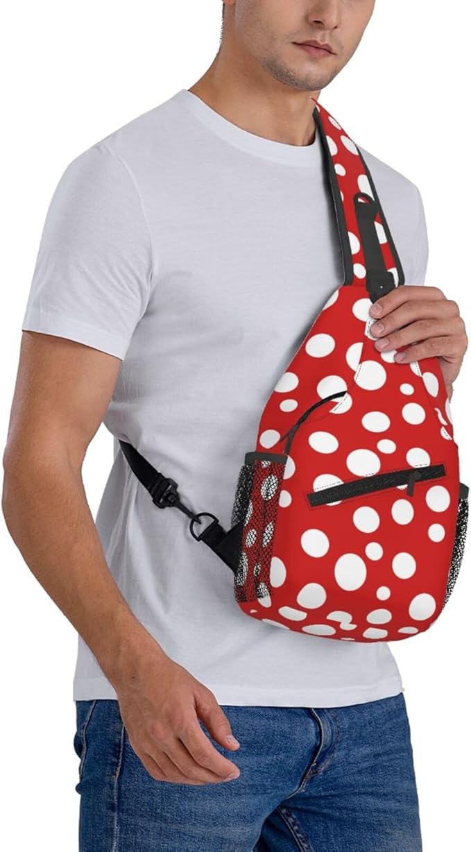 Mushroom Dots Sling Bag For Women Men Fashion Backpack Crossbody Red Mushroom Shoulder Bag Sling Backpack Chest Bag Travel Hiking Casual Sport Daypack