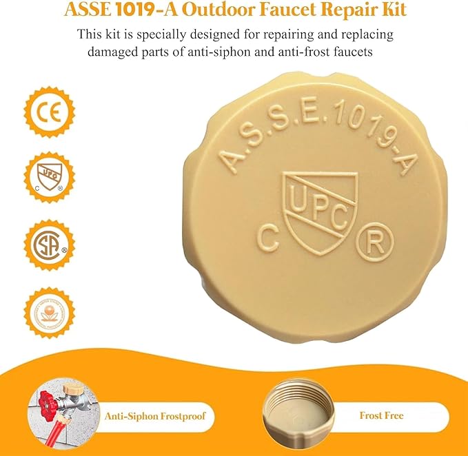 2 Pack ASSE 1019-A Vacuum Breaker Replacement Kit, Outdoor Faucet Repair Kit, Anti-Siphon Frost-Free Hose Bib Sillcock Valve Faucet Fitting Repair Kit for VACVBKX1B