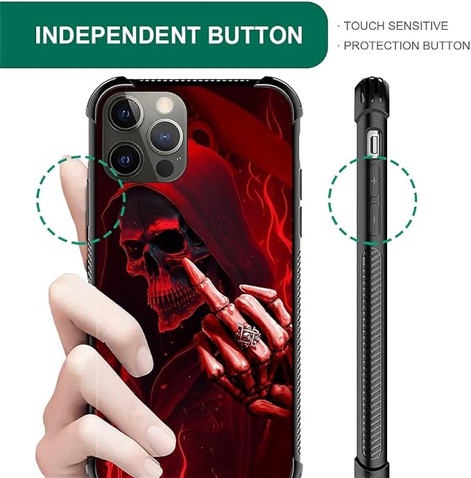 for iPhone 11 Pro Max Case, Gestures Funny Skull Pattern Graphic Design Girl Boy Soft Silicone Hard Acrylic Shock Protection for iPhone 11 Pro Max