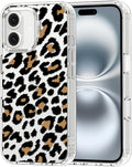 MOSNOVO Case for iPhone 16, [Buffertech 6.6ft Military-Grade Drop Protection] [Anti Peel Off Tech] Clear TPU Bumper Phone Case Cover Design - Leopard Print