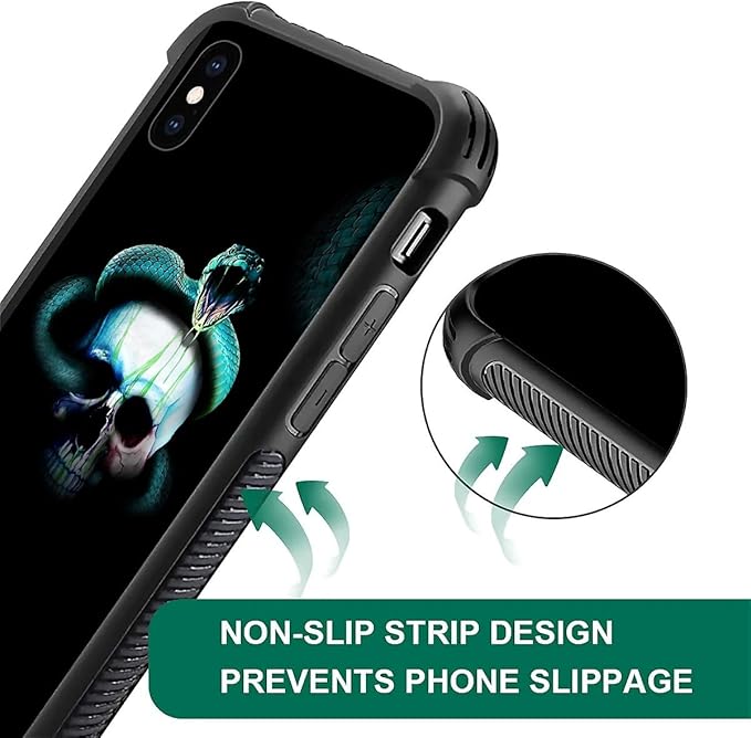 for iPhone Xs Max Case, Skeleton Winding Snake Pattern Graphic Design Girl Boy Soft Silicone Hard Acrylic Shock Protection for iPhone Xs Max