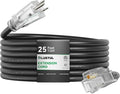 PLUGTUL Outdoor Extension Cord 25FT, 12 Gauge Extension Cord with Lighted End, Heavy Duty,15A 1875W SJTW, ETL Listed, Great for Garden and Home, Black