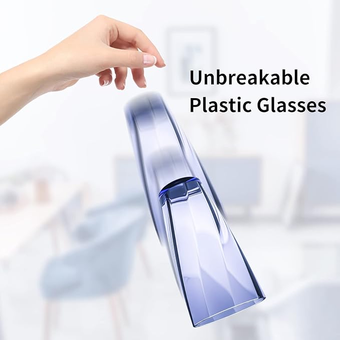 Unbreakable Plastic Cups Plastic Highball Drinking Glasses Tumbler, Large Water Tumbler Set (Set Of 6, 25 Oz) Dishwasher Safe (New Blue)