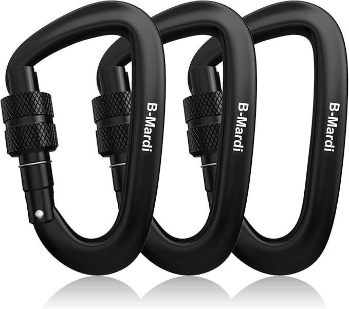 B-Mardi Carabiner Clips Heavy Duty 12kN (2697 lbs)-Lightweight Locking Carabiners for Camping, Hiking, Hammock, Dog Leash Harness, Outdoor and Gym etc, Keychains& Utility