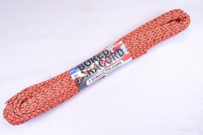BORED? PARACORD! 550 lb Paracord – Ideal for Crafting, DIY Projects, Camping, Military & Active Outdoors – 300+ Colors – Tactical Parachute Cord Type III – Strong - Neon Orange Camo 50 Feet