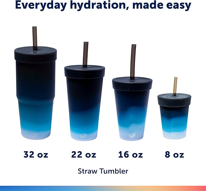 Silipint: 32oz Silicone Straw Tumbler, Unbreakable, Non-Toxic, Dishwasher Safe - Pack of 4