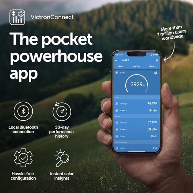 Victron Energy SmartSolar MPPT Solar Charge Controller (Bluetooth) - Charge Controllers for Solar Panels - 100V, 50 amp, 12/24-Volt
