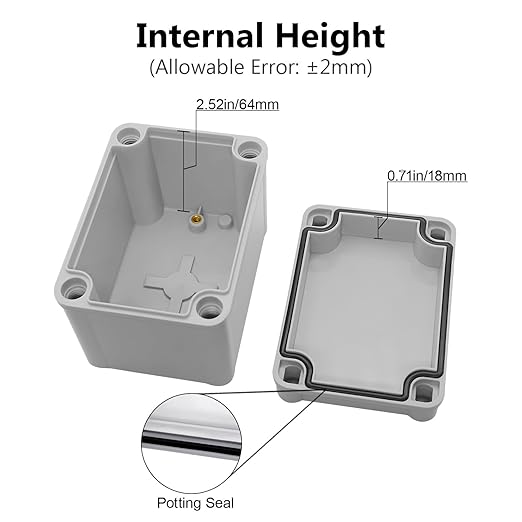 LeMotech Junction Box IP67 Waterproof Dustproof ABS Plastic Project Box for Electrical Outdoor Enclosure Gray 4.3 x 3.1 x 3.3 inch (110 x 80 x 85 mm)