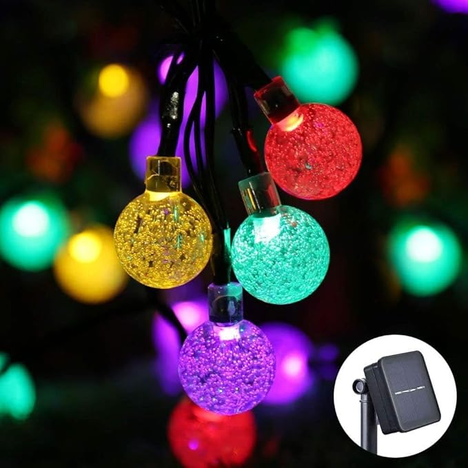 Toodour Solar String Lights Outdoor, 56ft 100 LED Globe String Light with 8 Mode, Waterproof Crystall Ball Lights Solar Patio Lights for Garden, Lawn, Patio, Gazebo, Yard, Outdoor Decor - Multicolor