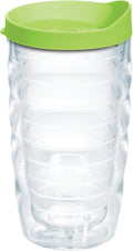 Tervis Clear & Colorful Lidded Made in USA Double Walled Insulated Tumbler Travel Cup Keeps Drinks Cold & Hot, 10oz Wavy, Lime Green Lid