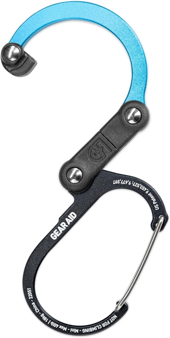 GEAR AID HEROCLIP (Mini) Carabiner Gear Clip and Hook, for Hanging Bags, Purses, Lanterns, Strollers, Tools, Helmets, Water Bottles, and More