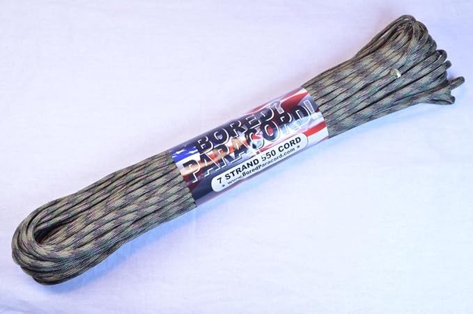 BORED? PARACORD! 550 lb Paracord – Ideal for Crafting, DIY Projects, Camping, Military & Active Outdoors – 300+ Colors – Tactical Parachute Cord Type III – Strong - Multi Cam 50 Feet
