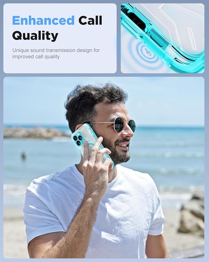 for iPhone 16 Pro Waterproof Case with Magsafe, Built-in [Camera & Screen Protector] [Lanyard], IP68 Water Proof Full Body Dustproof Heavy Duty Frosted Protective Phone Cover, 6.3" Teal