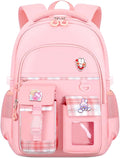 Cute Backpack for Teen Girls Kids Kawaii Bookbag Elementary Middle School Student Back Packs Aesthetic Travel Daypack Ages 6-8 8-10 10-12 (Pink,S)