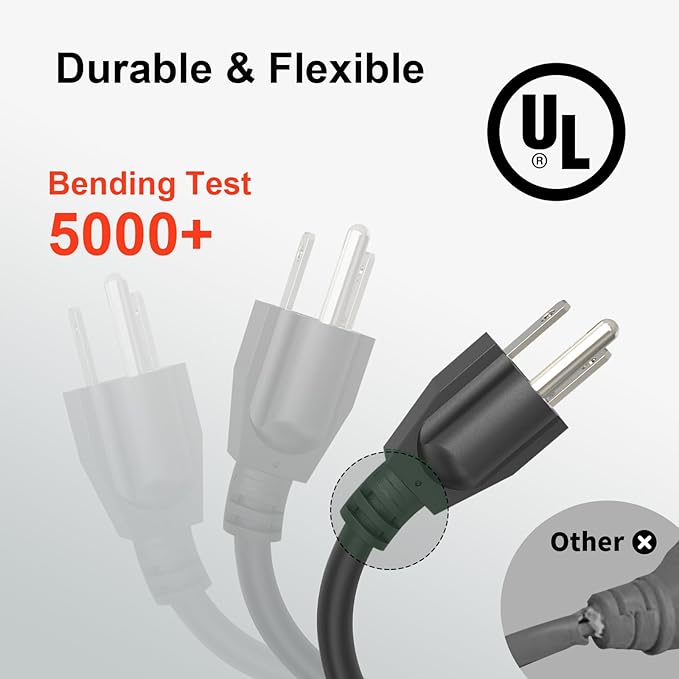 Outdoor Extension Cord Waterproof 50 FT, Yellow 12/3 SJTW Heavy Duty, Flexible 100% Copper 3 Prong Extension Cord for Lawn, Garage,UL Listed