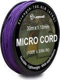 Micro Paracord, 1.18mm x 100ft Thin Mini Utility Braided Small Paracord for Crafting, DIY Project, Camping and More