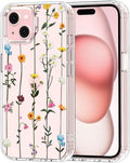 MOSNOVO Case for iPhone 15 Plus/iPhone 14 Plus, [Buffertech 6.6ft Military-Grade Drop Protection] [Anti Peel Off Tech] Clear TPU Bumper Phone Case Cover Design - Wildflowers