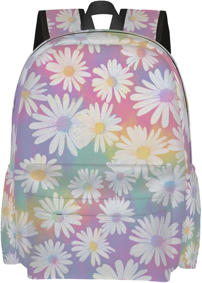 cfpolar 17 Inch Backpack Cute Daisy Flower Laptop Bag Shoulder Bag School Bookbag Casual Daypack For Boys Girls,A-10