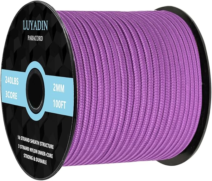 Paracord 240lb - Diameter 2mm Micro Utility Cord -3 Strand Parachute Spool Cord - 100ft 200ft,Paracord for Camping,Hiking,Fishing,Outdoor and DIY