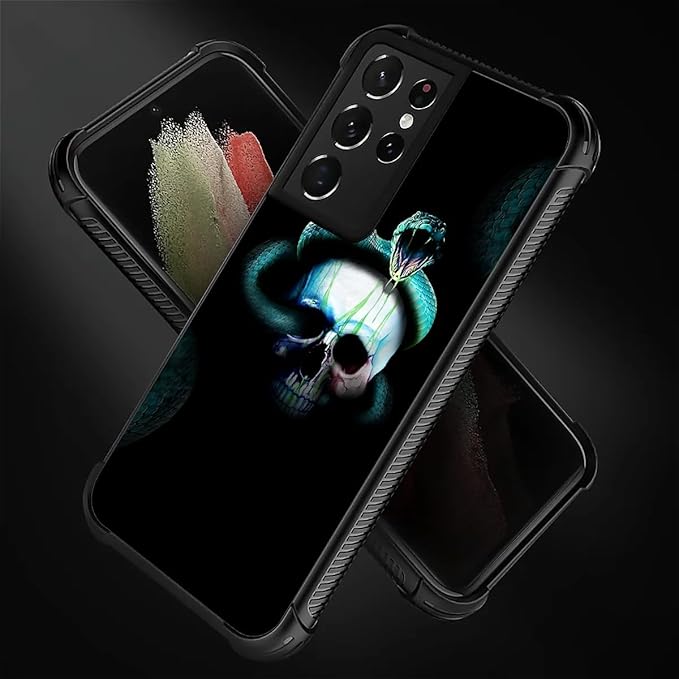 for Samsung Galaxy S21 Ultra Case, Skeleton Winding Snake Pattern Graphic Design Girl Boy Soft Silicone Hard Acrylic Shock Protection for Samsung Galaxy S21 Ultra