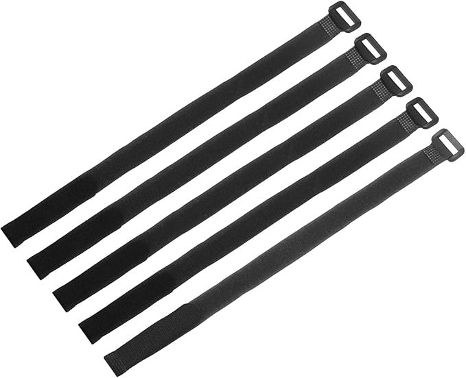 MECCANIXITY 5Pcs Reusable Battery Tie Down Straps,0.8x16" Black Nylon Multipurpose Battery Hold Down Adjustable Cinch Strap Hook Loop Fastening Tie for Quadcopters FPV RC Drone Boat Car