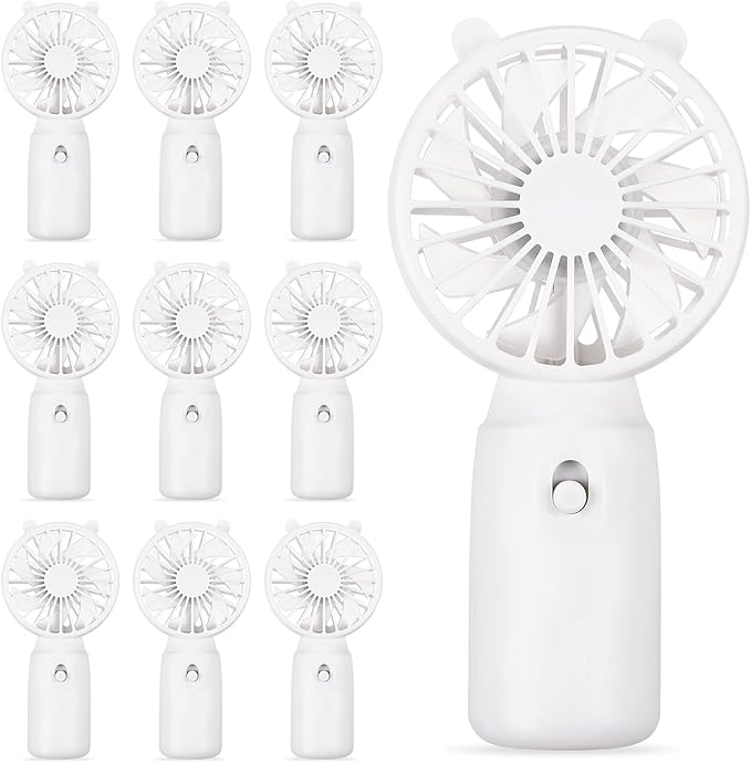 Glooglitter 10 Pcs Battery Portable Handheld Fan Bulk Wedding Fan Personal Hand Held Fan Small Hand Fan Mini Portable Fan for Wedding Bachelorette Party Favor (Cute)