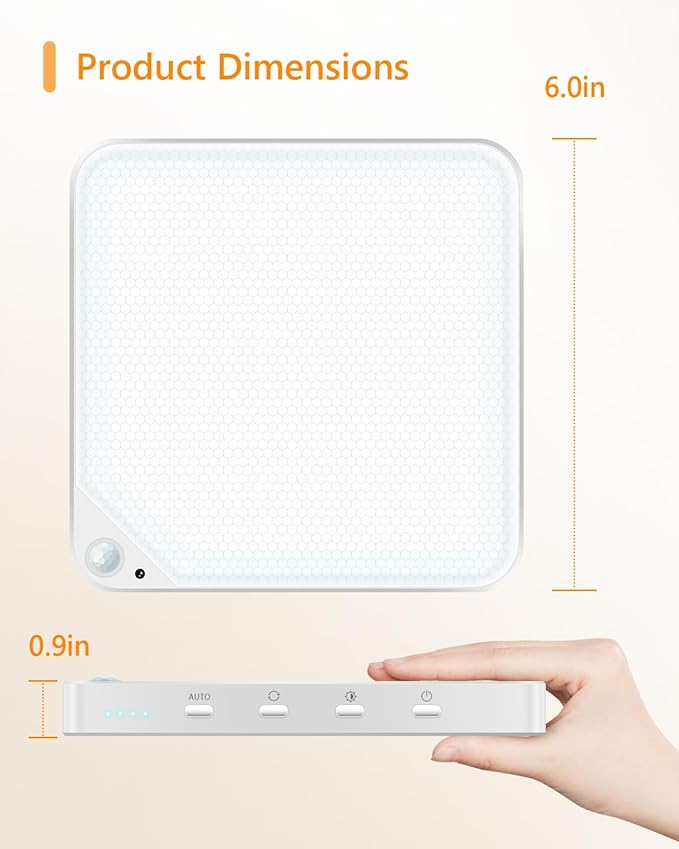 Rechargeable 8W Motion Sensor Ceiling Light Indoor, Wireless Magnetic Stick on Closet Light, Remote Control for Color & Brightness, Battery Operated Light for Shower, Bathroom, Pantry, Hallway, 1-Pack