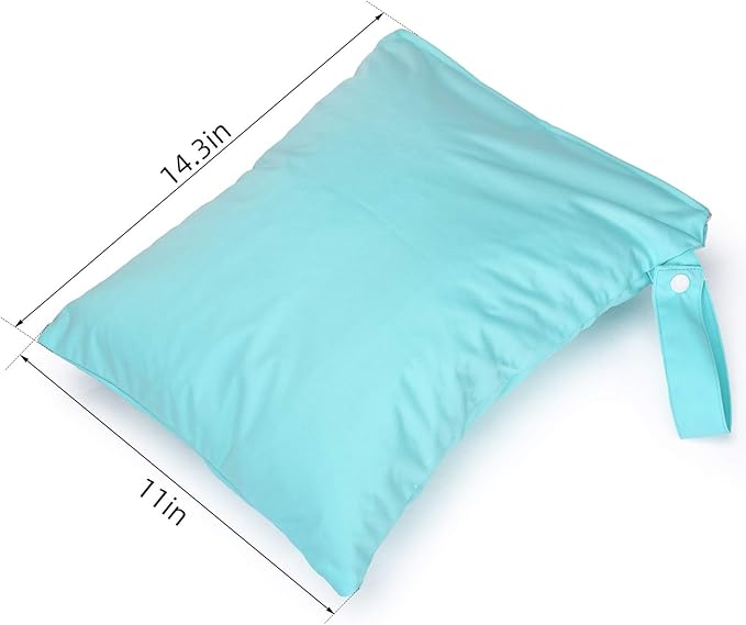 Waterproof Wet Dry Bags with Two Pockets 2-Pack Cloth Diaper Travel Organizer 11x14