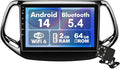 Android 14 Car Radio for 2+64G Jeep Compass/Patriot 2017-2019 10.1'' 1280 * 720 Touchscreen Car Stereo with Carplay Android Auto Backup Camera Mirror Link GPS Navigation WiFi 6 Bluetooth 5.4 FM SWC