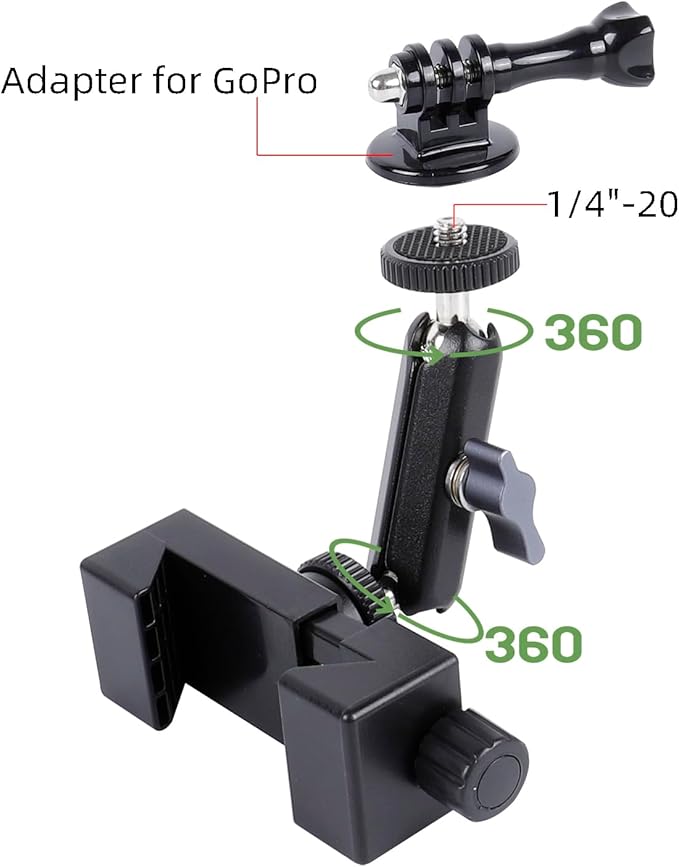 Cell Phone Fence Mount for iPhone, GoPro, Insta360, and Other Action Cameras, Mevo Start for Baseball Softball Tennis Recording, Cameras Net Chain Link Fence Clip Mount Holder